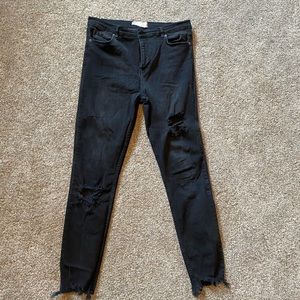 Free People black distressed stretch jeans